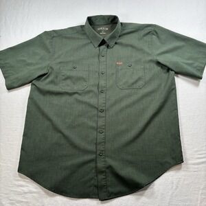 Orvis Classic Collection Mens Green Short Sleeve Button Up Shirt XL Polyester